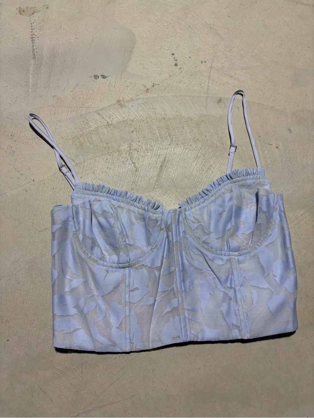 4SI3NNA Light Blue Floral Bustier Crop Top small